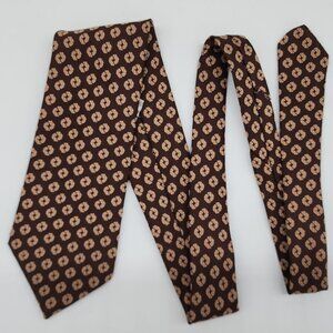 Monsieur Cravatieur Necktie Brown Geometric 4.25" W 55.5" L VTG Retro